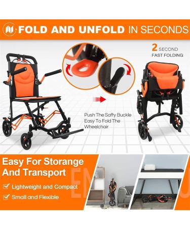 Super Lightweight Transport Wheelchair Folding Portable Transport Wheelchair Transit Wheelchairs for Adults and Seniors Load Capacity 120 Kg Durable - Buy Online on GoSupps.com