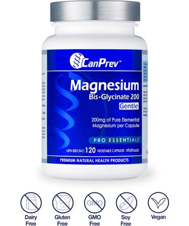 CanPrev - Magnesium BisGlycinate 200mg 120 v-caps - Gentle on the Bowels - A Factor in the Maintenance of Good Health - Buy Online on GoSupps.com