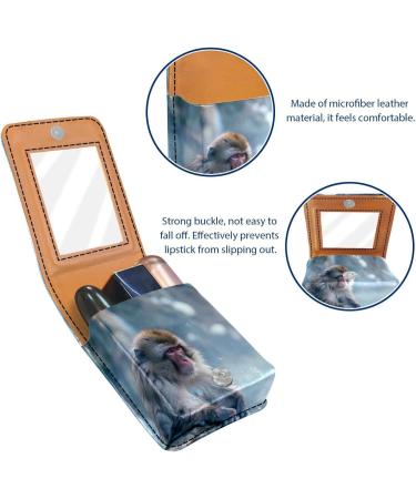 Travel Lipstick Organizer Case with Mirror - Portable Makeup Bag | Wild Japanese Snow Monkey Design - Buy Online on GoSupps.com