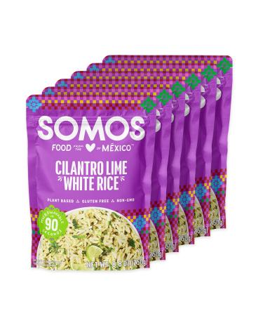 SOMOS Cilantro Lime White Rice 8.8 oz Pouch (Pack of 6) Gluten Free Non-GMO Plant Based Vegan Microwavable Meals Ready to Eat