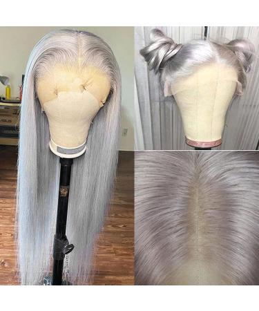 ANDRIA Gray Lace Front Wig - Long Straight Glueless Synthetic Wig with Baby Hair | Heat Resistant Fiber for Women - Buy Online on GoSupps.com