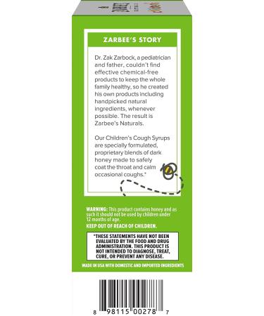 Zarbee's Children's Cough Syrup & Mucus Relief - Natural Cherry Flavor, 12 Months+, 4 fl oz - Buy Online on GoSupps.com