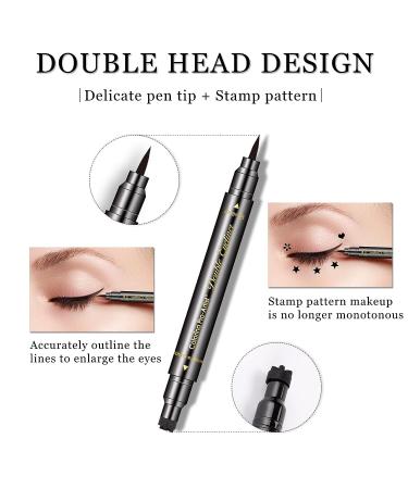 6PCS Black Liquid Eyeliner Stamp Set - Long Lasting Waterproof Smudgeproof Double Headed Pen with Various Stamp Shapes for Women - Buy Online on GoSupps.com