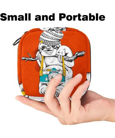 Orange Sloth Storage Bag for Women | Large Menstrual Cup & Bandage Organizer | Multi-Colored 4.7x6.6 Zipper Pouch for Tampons & Period Inserts - Buy Online on GoSupps.com