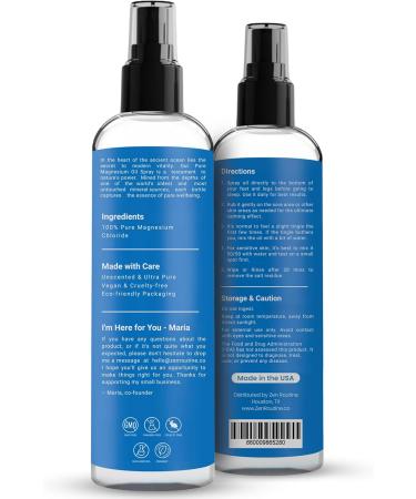 Zen Routine Pure Magnesium Oil Spray Fast Absorbent 100% Organic Magesium Oil Magnesium Spray for Feet - 12 FL Oz - Buy Online on GoSupps.com