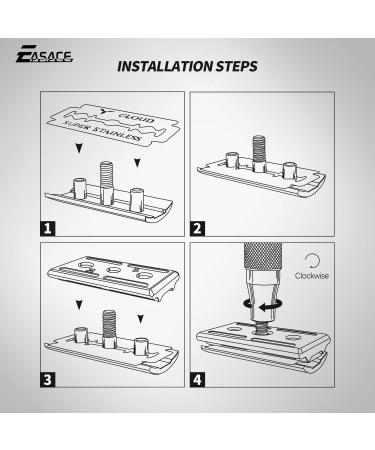 EASACE Long Handle Double Edge Safety Razor Kit - Metal Razor for Men and Women - Includes Stand, Cleaning Brush, and 10 Blades (Silver) - Buy Online on GoSupps.com