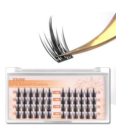 ETVITE DIY Eyelash Extensions Lash Clusters Individual Lashes  48 Clusters 3D Effect C Curl  Wispy Reusable Long Lasting Natural Look Home Eyelash Extension (Spikes Plus-14mm) 14mm Spikes Plus Style