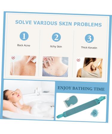 NOLITOY Bath Towel & Loofah Set - Back Scrubber & Body Massage Mitt - Men's Shower Accessories - 60x9cm Blue Green - Buy Online on GoSupps.com