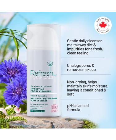Refresh Botanicals Hydrating Facial Cleanser | Certified Organic pH Balancing Gentle Face Wash | For Dry & Sensitive Skin | Natural Vegan & Cruelty Free | Made in Canada | 100 ML 100 ml (Pack of 1) - Buy Online on GoSupps.com
