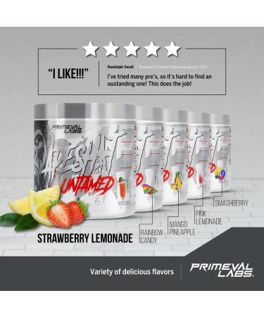 Primeval Labs Ape Untamed Pre Workout Energy Drink Powder - Strawberry Lemonade | Pump & Focus Support | Nitric Oxide Boost with L-Citrulline & Beta Alanine | 40 Servings - Buy Online on GoSupps.com