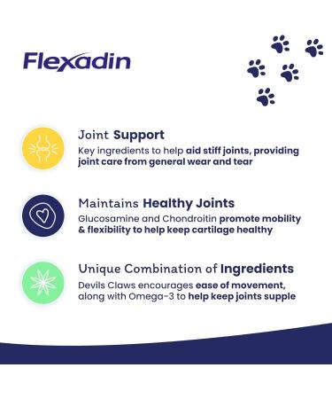 Flexadin Joint Care for Cats | 60 Supplement Chews | Promotes Mobility & Flexibility | Glucosamine, Chondroitin, Omega 3 & Vitamin E - Buy Online on GoSupps.com