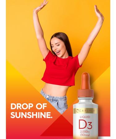 Carlyle Liquid Vitamin D3 | 2000 IU | 2 oz | Vegetarian Non-GMO and Gluten Free Formula | 50mcg | Vitamin D Liquid Drops for Adults - Buy Online on GoSupps.com