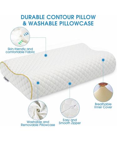 Chpstar Memory Foam Pillow Neck Bed Contour Pillow for Sleeping Ergonomic Orthopedic Cervical Pillow for Side Back Stomach Sleeper 24*14*4.5 - Queen Firm Gold - Buy Online on GoSupps.com
