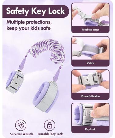 LilKisThk Child Leash Backpack 2 Pack - Toddler Safety Harness with Key Lock - Baby Anti Lost Wrist Links - Blue+Purple - Buy Online on GoSupps.com