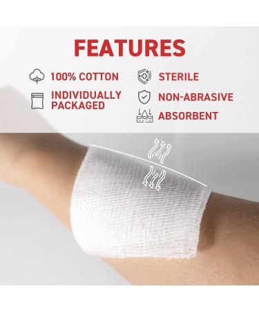 Ready First Aid - Gauze Pads 100 Count 12-ply Sterile Gauze Dressing Pads Gauze Sponges Ideal for Wound Dressing (4" x 4") 4" x 4" Box of 100 - Buy Online on GoSupps.com