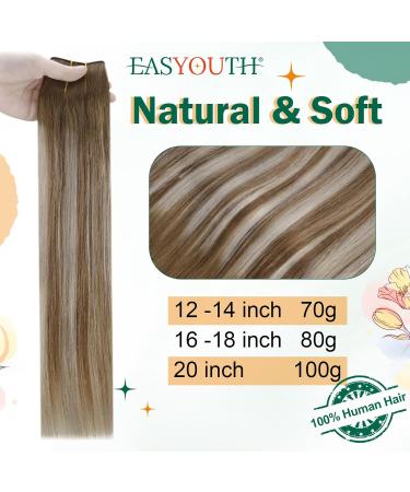 Easyouth Balayage Brown Fish Line Hair Extensions - Remy Human Hair, Ombre Brown to Blonde, 16 Inch 80g - Buy Online on GoSupps.com