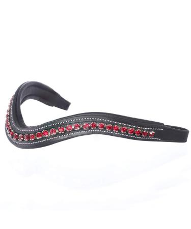ExionPro Elegant Deep Curved Soft Padded Siam Crystal Decorated Browband | Bling Browbands for Horses| Padded Browband | Crystal Browband | Vendas para Caballos Black Horse (Full Size)