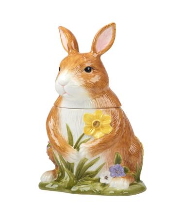 Certified International Easter Garden 3-D Bunny Cookie Jar, 64 Ounces, Multicolored