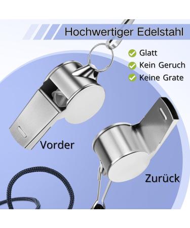 Huoberr Trillerfeife - 3 Stainless Steel Referee Whistles | Loud 120 dB | Ideal for Coaches & Officials with Lanyard - Buy Online on GoSupps.com