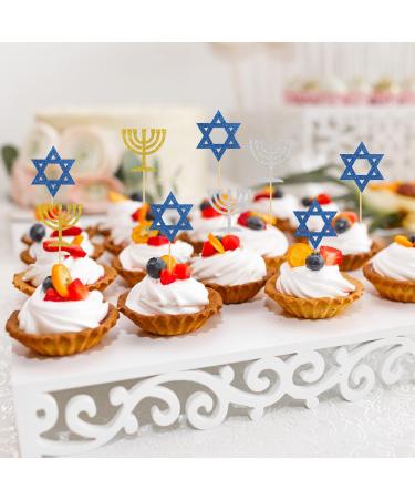 INNORU Hanukkah Cupcake Toppers Congratulations Party Decorations Engagement Baby Shower Hexagram Birthday Wedding Jewish Star of David Party Decorations Supplies Pack of 24 Glitter - Buy Online on GoSupps.com