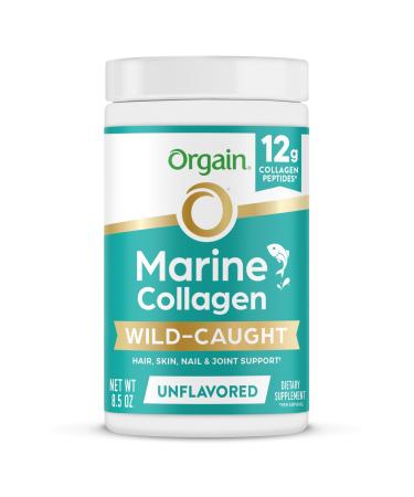 Orgain Wild-Caught Marine Collagen Peptides Powder for Women & Men Hair Skin Nail & Joint Support Supplement 12g Collagen Per Serving Pescatarian & Paleo Non-GMO Unflavored Type I & III 8.5oz