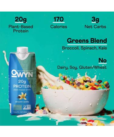 Owyn Plant Based Protein Shake | 20g Vegan Protein | Organic Pumpkin Seed, Flax, Pea | Prebiotic Supplement | Superfood Greens | All-in-one Nutrition | Gluten & Soy-Free | Eco Pack (Vanilla 12 Pack) - Buy Online on GoSupps.com