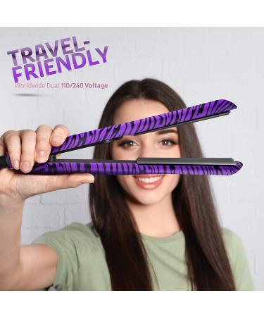 Royale 100% Ceramic Tourmaline Ionic Flat Iron - 2-in-1 Straightener & Curler | Anti-Static Anti-Frizz Technology | Purple Zebra Soft Touch - Perfect Hair in One Pass - Buy Online on GoSupps.com
