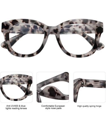 AMOMOMA Retro Oversized Blue Light Blocking Reading Glasses for Women - Brown Tortoise Frame with Blue and Grey Tortoise Design - 2.0x Magnification - Buy Online on GoSupps.com