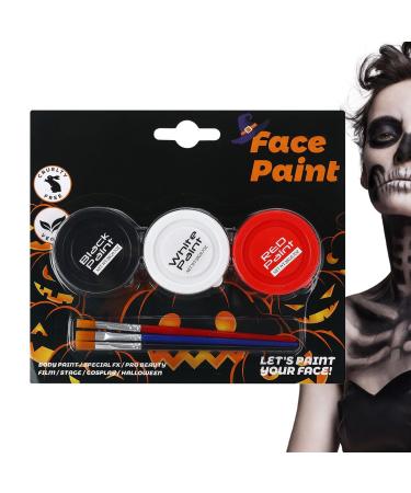 Body Paint for Skin Washable Makeup Cream | 3-Color Water-Soluble Face Makeup Kit for Adult Cosplay Costumes Sporting Events Clown Skeleton