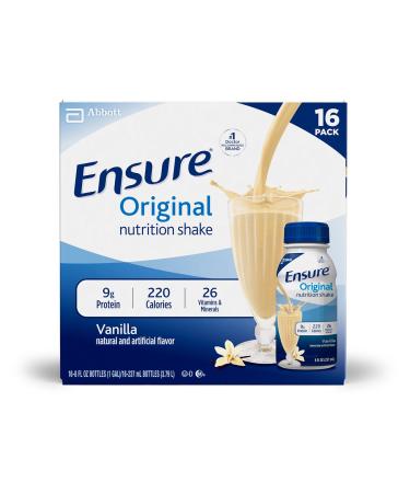 Ensure Original Nutrition Shake, Vanilla, 8 Fl Oz (Pack of 16) Standard Packaging