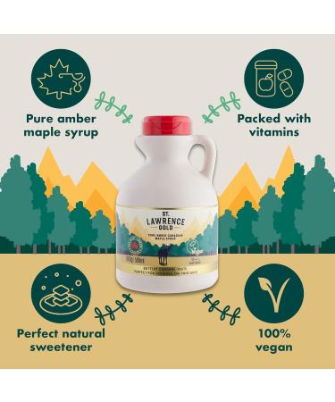 St Lawrence Gold Maple Syrup 500ml - Pure Canadian Amber Maple Syrup 660g - Ideal Sugar Syrup Alternative for Cocktails, Coffees, Pancakes, Waffles & BBQ Glaze - Gluten-Free & Vegan - 660g (1 Pack) - Buy Online on GoSupps.com