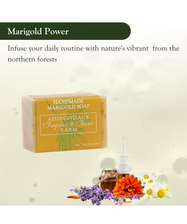 ADK Natural Marigold Soap Bar - Handmade Calendula & Olive Oil Vegan Soap for Dry Sensitive Skin | 4 oz Antioxidant Body Soap for Men Women & Babies - Buy Online on GoSupps.com