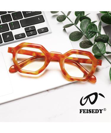 FEISEDY Retro Octagon Blue Light Glasses for Women & Men - Vintage Polygon Anti-Glare Eyewear B0102 Leopard 44mm - International Shipping Available - Buy Online on GoSupps.com