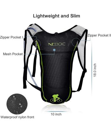 Neboic 2Pack Hydration Backpack with 2L Bladder - Lightweight, Insulated Water Pack for Hiking, Cycling, Camping - Big Storage, Keeps Water Cool for 4 Hours - Kids, Women, Men - Buy Online on GoSupps.com