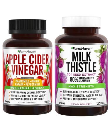 FarmHaven Apple Cider Vinegar Capsules with Ginger & Milk Thistle Capsules