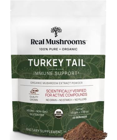 Real Mushrooms Turkey Tail Mushroom Extract Powder (45 Servings) Turkey Tail Mushroom for Immune System Support & Overall Wellbeing - Organic, Vegan, Non-GMO Turkey Tail Mushroom Powder