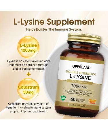 L-Lysine 1000 mg - Essential Amino Acids for Collagen Synthesis - Double Strength Chewable Tablets - 60 Count - International Shipping Available - Buy Online on GoSupps.com