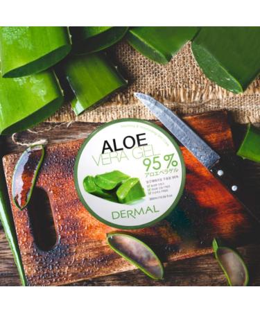 Dermal Aloe Vera Gel 95% 300ml - Face & Hair Hydrating Relief for Sunburn, Acne, Razor Bumps, Psoriasis, Eczema - Paraben Free - Buy Online on GoSupps.com