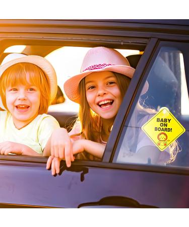 TIESOME 2 pcs Baby on Board Car Warning Sticker Set Giraffe + Lion | Reusable Decal with Suction Cups | Baby in Car Window Cling Sign - Buy Online on GoSupps.com