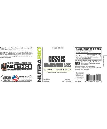 NutraBio Cissus Quadrangularis Extract 1200mg - Joint Health Support Enhance Mobility & Recovery | 60 Capsules - Buy Online on GoSupps.com