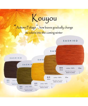 DARUMA Sashiko Thread Value Set - 100% Cotton, 5 Colors, 32.8 yd Each with English Manual - Sewing & Embroidery (Thick Kouyou) - Buy Online on GoSupps.com