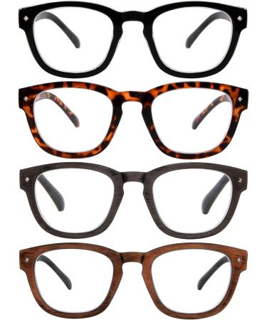 Shop LUR 1.5 Classic Square Reading Glasses for Men - 4 Pack with Comfy Spring Hinges & Stylish Wood Tone Design - International Shipping Available - Buy Online on GoSupps.com