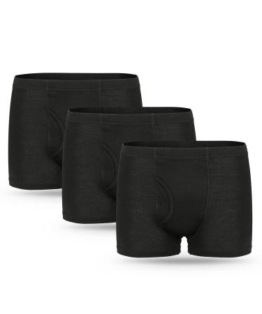 3 pieces incontinence Pants men men's boxers shorts for incontinence with absorbent pad 300 ml urine capacity cotton washable incontinence underwear for men black m size m black - Buy Online on GoSupps.com