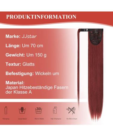 JJstar 70 cm Wine Red Straight Ponytail Hairpiece - Synthetic Hair Extensions for Women & Girls - Buy Online on GoSupps.com
