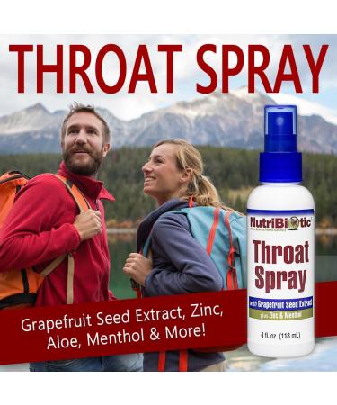 NutriBiotic Throat Spray with GSE 4 Fl. Oz | Gentle and Soothing Sore Throat Support with Grapefruit Seed Extract Zinc & Menthol | Alcohol Free & Non-Medicated (Pack of 2) 4 Fl Oz (Pack of 2) - Buy Online on GoSupps.com