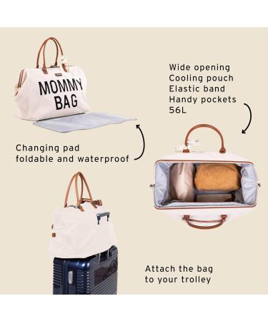 Childhome Mommy Bag - Large Capacity Travel & Changing Bag with Wrap Pocket Adjustable Strap & Insulating Divider - Teddy Ecru - Buy Online on GoSupps.com