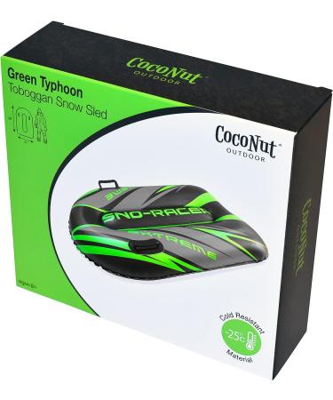 CocoNut Outdoor 48 Inflatable Toboggan Sled - Heavy Duty Snow Sled with Sturdy Handles | Cold Resistant Lightweight Tube for Kids, Teens, and Adults - Green Typhoon - Buy Online on GoSupps.com