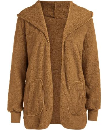 Buy Hanxiulin Oversized Plush Hoodie Jacket - Ladies Winter Coat Casual Fashion Down Jacket in Brown 3XL - Buy Online on GoSupps.com