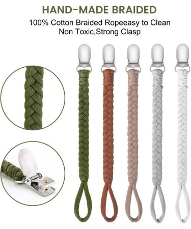Pacifier Clip for Boys and Girls Binky Holder Pacifier Holder Leash Smoother Clip 100% Handmade Braided Fits All Pacifiers -Modern Unisex Baby Birthdays Gift(5 Pack) 5 Packs - Buy Online on GoSupps.com