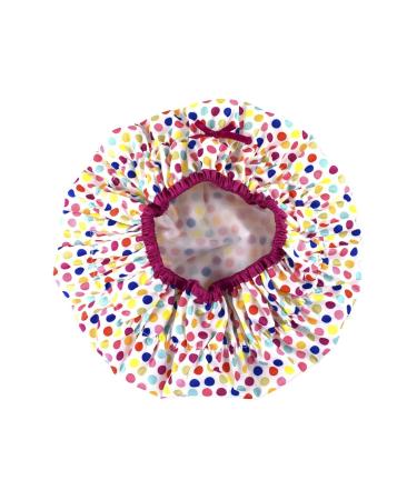Fashionista Deco Dots Reusable Waterproof Shower Cap - Oversized, PEVA Lined & Stretch Hem for All Hair Lengths - Buy Online on GoSupps.com
